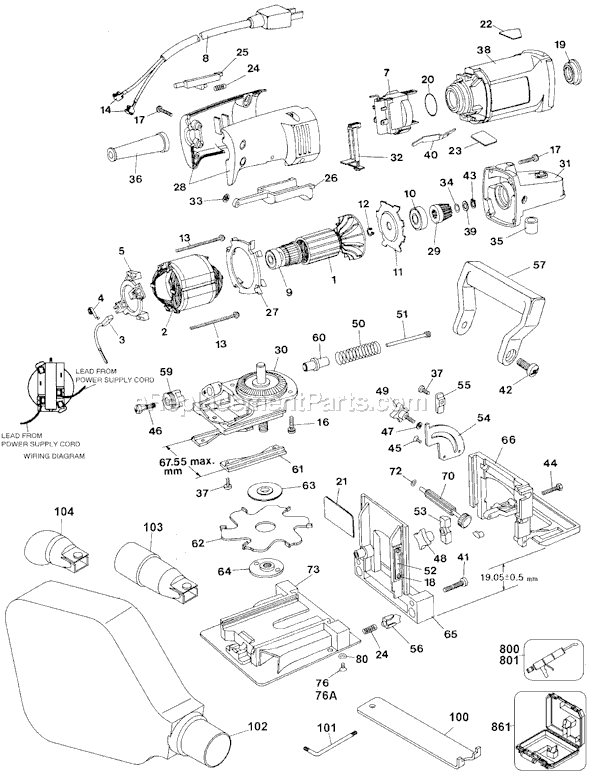 Page A Diagram and Parts List for 3382 Type 1 Black and Decker Biscuit Joiner